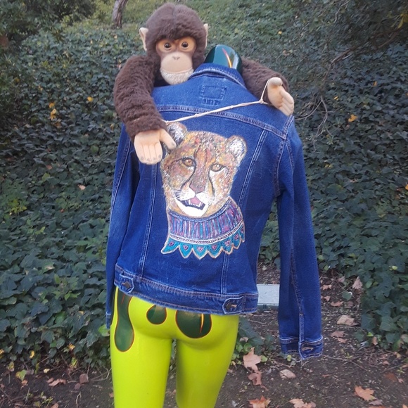 Handpainted Cheetah denim jacket - Picture 2 of 4